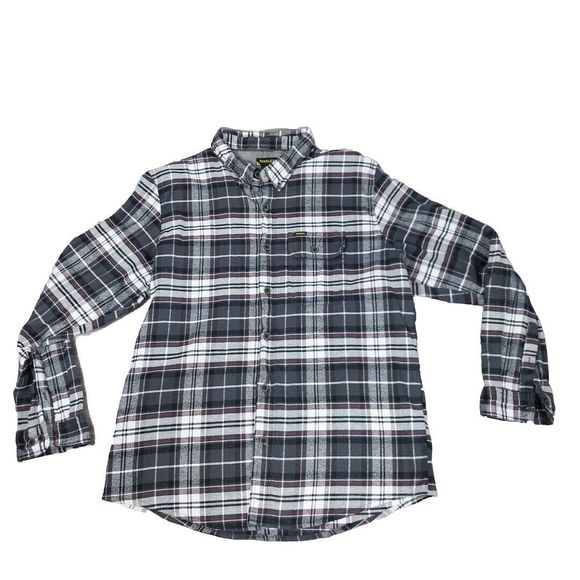 Vtg Stanley Plaid button-up shirt Men's XL Heavy Cotton Flannel  Black Red White - Picture 1 of 8